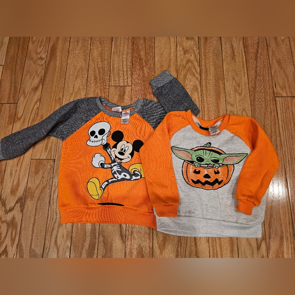 Disney and Star Wars Kids Sweatshirts - Orange and Gray Both Sz 3T